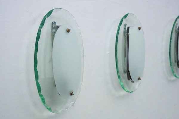 Curved Glass Sconces by Cristal Art, Italy, 1960s, Set of 3-OT-2040497