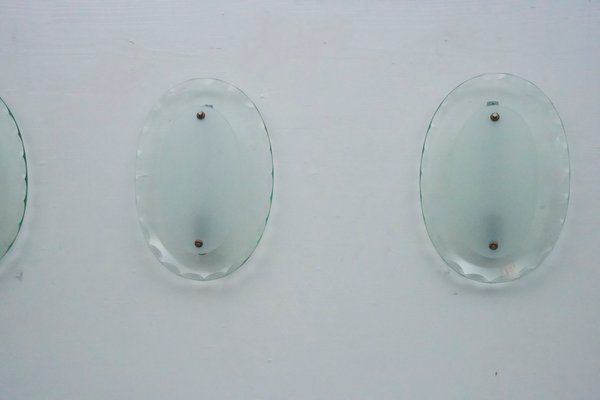 Curved Glass Sconces by Cristal Art, Italy, 1960s, Set of 3-OT-2040497