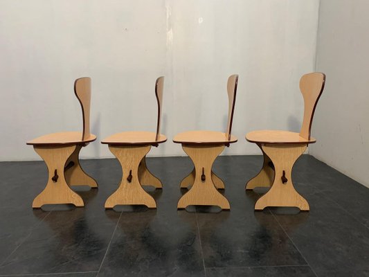 Curved Plywood and Laminate Rosewood Dining Table & Chairs Set from Pedini Fano, 1960s, Set of 5-IJR-782165