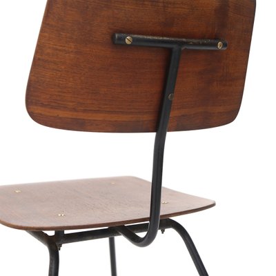 Curved Plywood and Metal Chair, 1950s , Set of 4-EZ-1451281