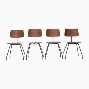 Curved Plywood and Metal Chair, 1950s , Set of 4-EZ-1451281