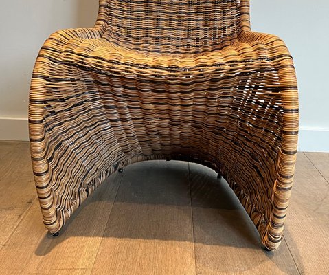 Curved Rattan Chairs, 1970s, Set of 4-BA-1706061