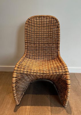 Curved Rattan Chairs, 1970s, Set of 4-BA-1706061