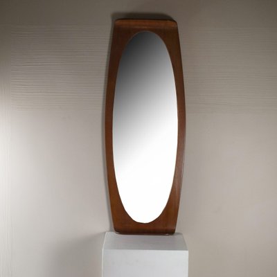 Curved Teak Wall Mirror by Campo E Graffi for Home Field & Scratches, 1960s-JQO-1219521