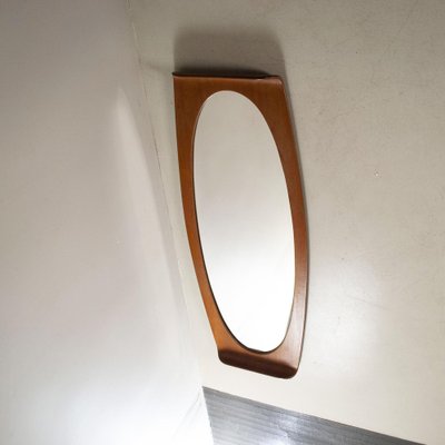 Curved Teak Wall Mirror by Campo E Graffi for Home Field & Scratches, 1960s-JQO-1219521