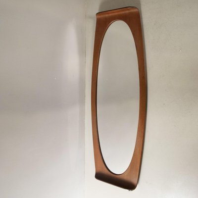 Curved Teak Wall Mirror by Campo E Graffi for Home Field & Scratches, 1960s-JQO-1219521