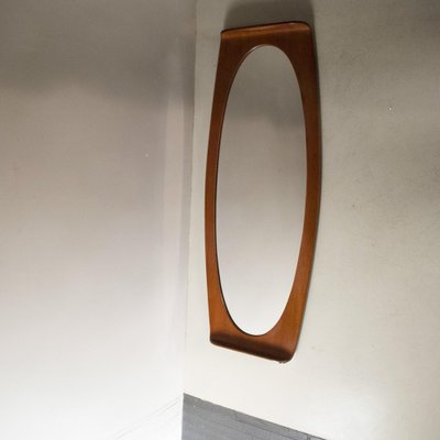 Curved Teak Wall Mirror by Campo E Graffi for Home Field & Scratches, 1960s-JQO-1219521