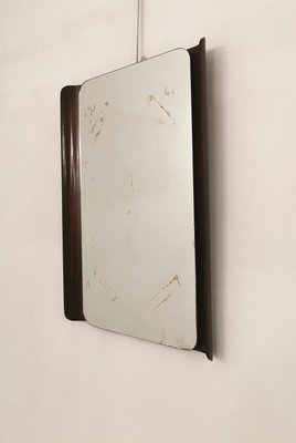 Curved Teak Wall Mirror, Italy, 1960s-ZST-1142247