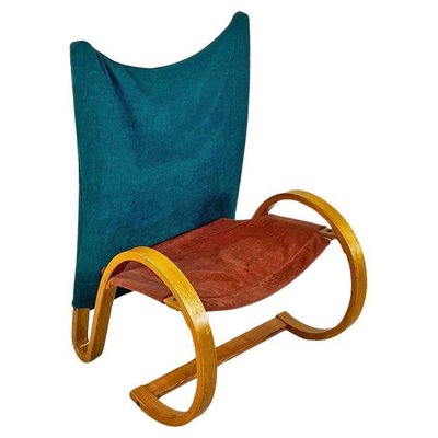 Curved Wood Armchair in Green Velvet from Westnofa, 1960s-GDD-1743382