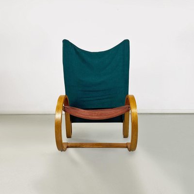 Curved Wood Armchair in Green Velvet from Westnofa, 1960s-GDD-1743382