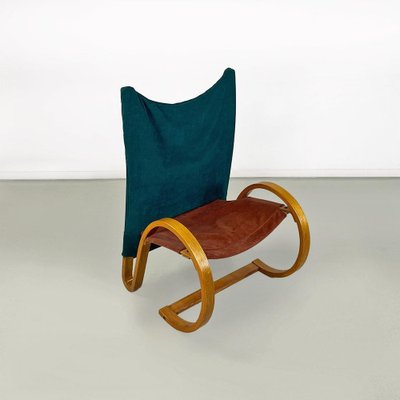 Curved Wood Armchair in Green Velvet from Westnofa, 1960s-GDD-1743382