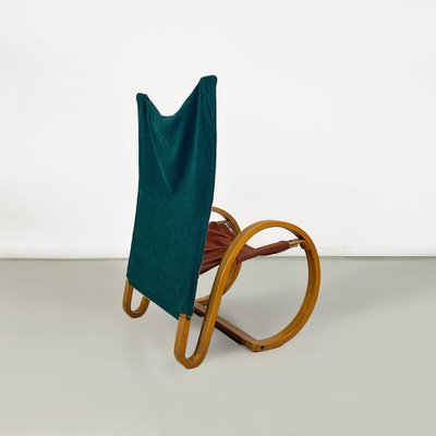 Curved Wood Armchair in Green Velvet from Westnofa, 1960s-GDD-1743382