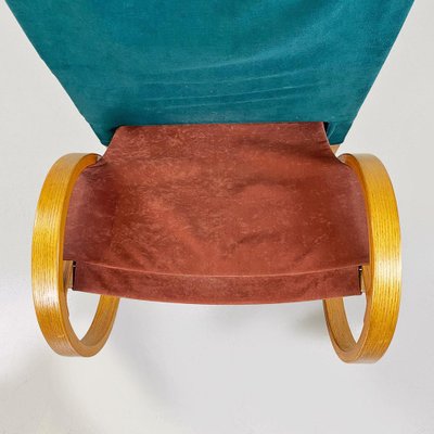 Curved Wood Armchair in Green Velvet from Westnofa, 1960s-GDD-1743382