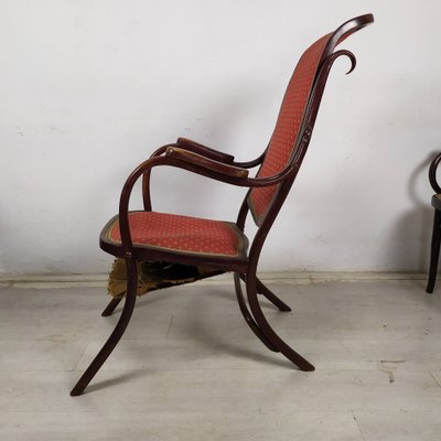 Curved Wood Living Room Table and Chairs from Jacob & Josef Kohn, 1890s, Set of 5-EAD-1801273