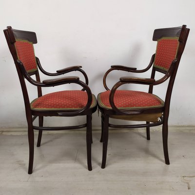 Curved Wood Living Room Table and Chairs from Jacob & Josef Kohn, 1890s, Set of 5-EAD-1801273