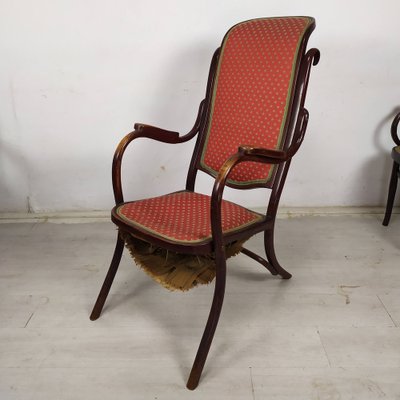 Curved Wood Living Room Table and Chairs from Jacob & Josef Kohn, 1890s, Set of 5-EAD-1801273