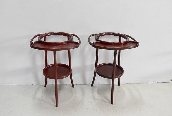 Curved Wooden Barbershop Tables in the style of Thonet, 1920, Set of 2-RVK-1065028