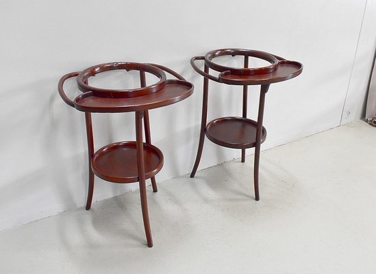 Curved Wooden Barbershop Tables in the style of Thonet, 1920, Set of 2-RVK-1065028