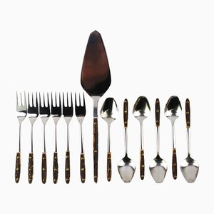 Custom-Made 6 Coffee Spoons, 6 Cake Forks and 1 Cake Scoop by Helmut Alder for Amboss, 1963, Set of 13-ZWH-1176977