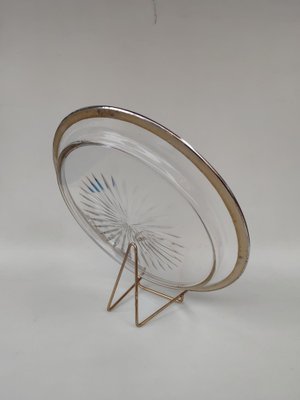 Cut Crystal Tray with Silver Rim, 1920s-EHL-1812853