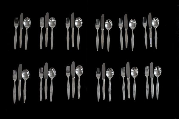 Cutlery Set for Twelve People in Silver Nickel by Gio Ponti for Krupp, Italy, 1950s, Set of 36-IVC-1452361