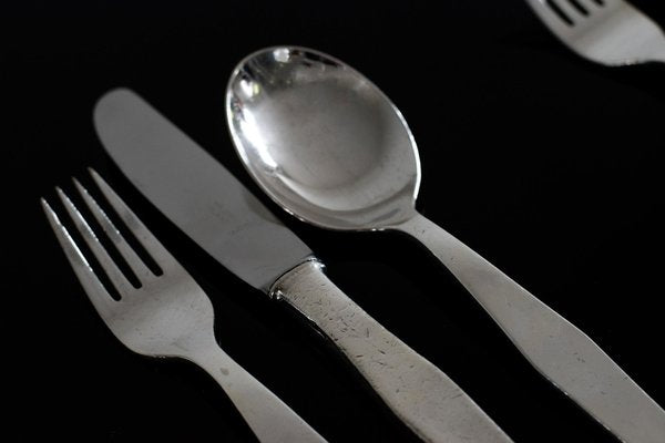 Cutlery Set for Twelve People in Silver Nickel by Gio Ponti for Krupp, Italy, 1950s, Set of 36-IVC-1452361