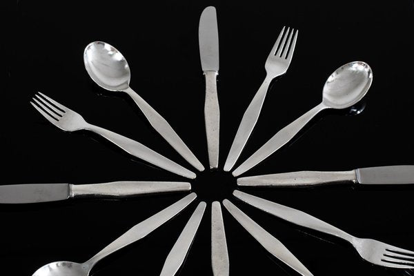 Cutlery Set for Twelve People in Silver Nickel by Gio Ponti for Krupp, Italy, 1950s, Set of 36-IVC-1452361