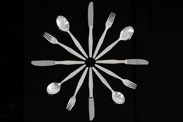 Cutlery Set for Twelve People in Silver Nickel by Gio Ponti for Krupp, Italy, 1950s, Set of 36-IVC-1452361