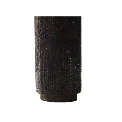 Cylindrical Black Handmade Ceramic Table Lamp by Emilio Rey, France, 1950-UZ-862867