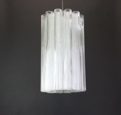 Cylindrical Crystal Glass Pendant Fixture by Doria, Germany, 1960s-UGR-1085440