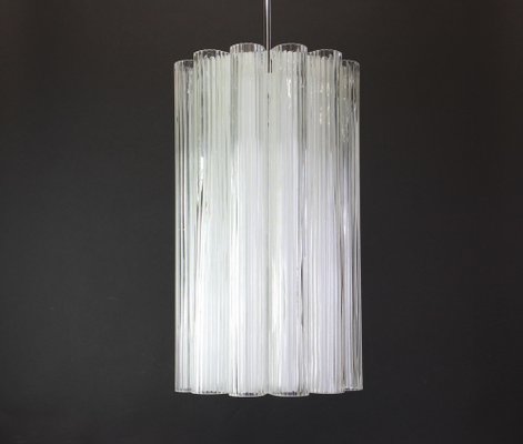 Cylindrical Crystal Glass Pendant Fixture by Doria, Germany, 1960s-UGR-1085440