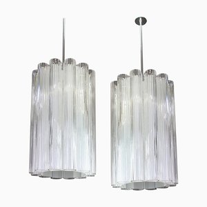 Cylindrical Crystal Glass Pendant Fixture by Doria, Germany, 1960s-UGR-1085440