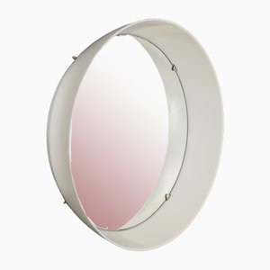 Cylindrical Mirror with White Plastic Frame, 1970s-EZ-1702812