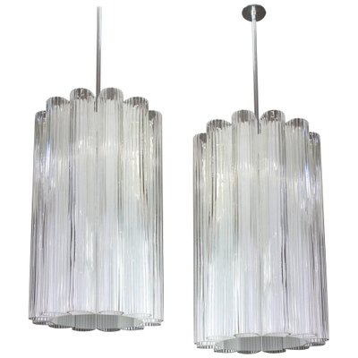 Cylindrical Pendant Fixture in Crystal Glass from Doria, Germany, 1960s-UGR-1085975