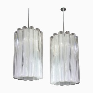 Cylindrical Pendant Fixture in Crystal Glass from Doria, Germany, 1960s-UGR-1085975