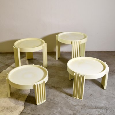 Cylindrical Stackable Coffee Tables Model Marema by Gianfranco Frattini for Cassina, 1960s, Set of 4-JQO-2022883