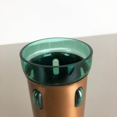 Cylindrical Vase in Green Glass and Copper by Nanny Still for Raak, 1970s-QZ-1053262