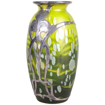 Cytisus Yellow with Silver Overlay Glass Vase from Loetz Witwe, 1902-TQA-1322126