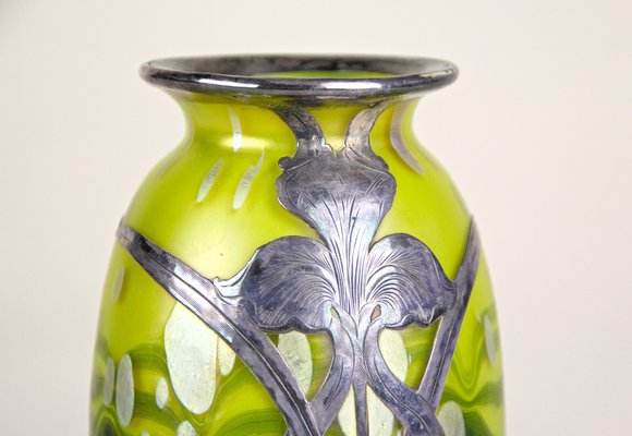 Cytisus Yellow with Silver Overlay Glass Vase from Loetz Witwe, 1902-TQA-1322126