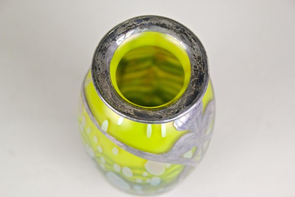 Cytisus Yellow with Silver Overlay Glass Vase from Loetz Witwe, 1902-TQA-1322126