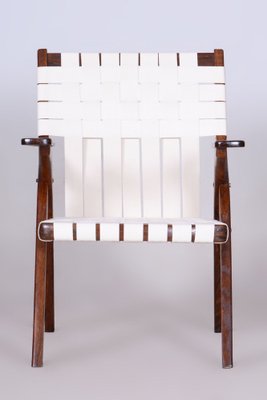 Czech Art Deco Armchair in Oak and Cotton attributed to Jan Vaněk, 1940s-WHY-1816816