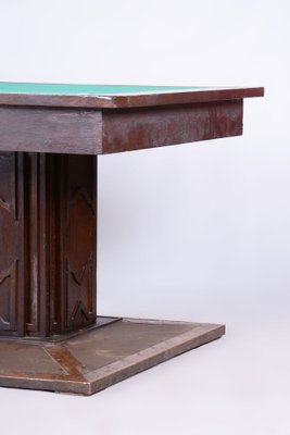 Czech Art Deco Dining Table in Oak, Copper Plating and Glass, 1930s-WHY-1747248