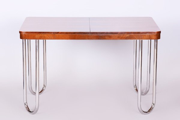 Czech Bauhaus Art Deco Folding Dining Table in Walnut attributed to J. Halabala for UP Závody, 1930s-WHY-1806828