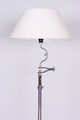 Czech Bauhaus Floor Lamp in Chrom-Plated Steel with Textile Lamp Shade, 1920s-WHY-1722682