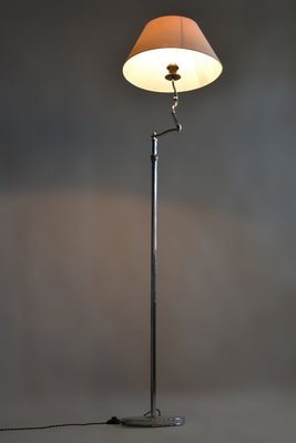 Czech Bauhaus Floor Lamp in Chrom-Plated Steel with Textile Lamp Shade, 1920s-WHY-1722682