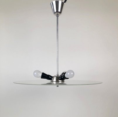 Czech Bauhaus Glass Plate Pendant Lamp, 1930s-BAF-763411