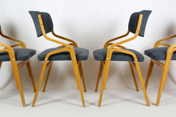 Czech Bent Plywood Chairs from Holesov, 1970s, Set of 4-WVS-982679