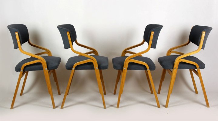 Czech Bent Plywood Chairs from Holesov, 1970s, Set of 4-WVS-982679