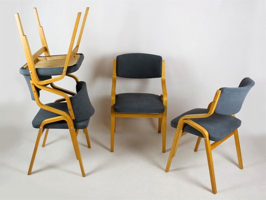 Czech Bent Plywood Chairs from Holesov, 1970s, Set of 4-WVS-982679