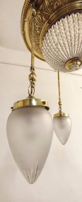 Czech Brass and Crystals Ceiling Lamp, 1900s-RGF-1215578